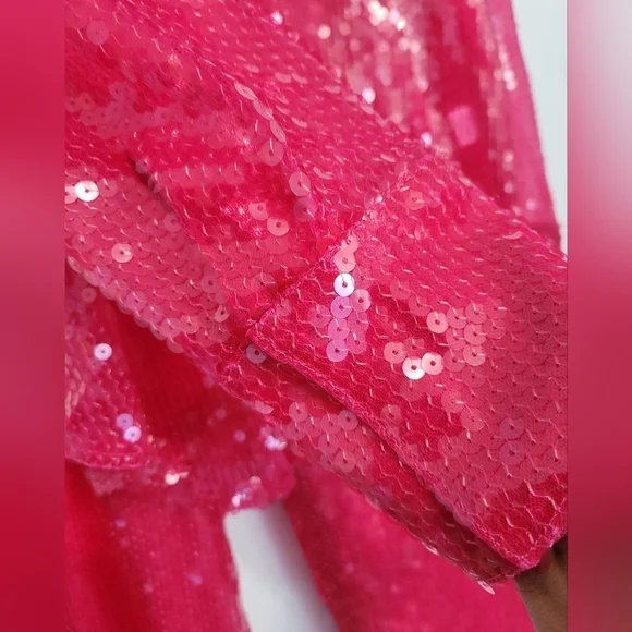 REVOLVE More To Come Sequin Two-Piece Pant Set Hot Pink Small NWOT - Picture 4 of 12